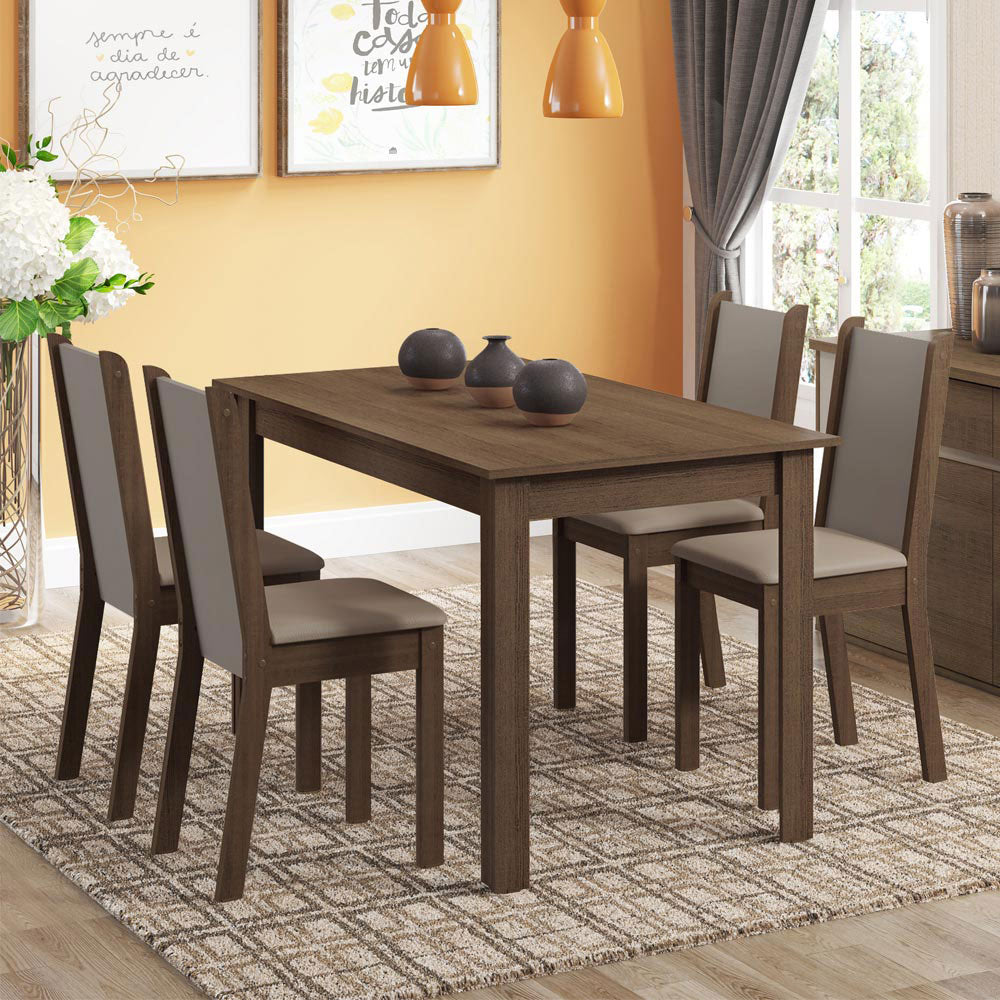 Juego de Comedor Mesa Madesa Bea Tapa de Madera con 4 Sillas