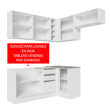 Cocina Integral Esquinera 349cm Blanco Glamy Madesa 07