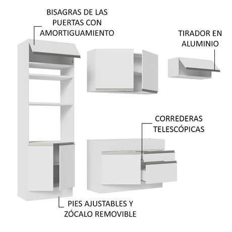 Cocina Integral 270cm Blanco Glamy Madesa 15