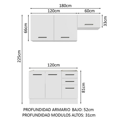 Cocina Compacta 180cm Blanco Agata Madesa 09