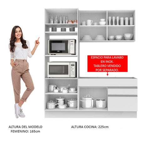 Cocina Integral 190cm Blanco Glamy Madesa 04
