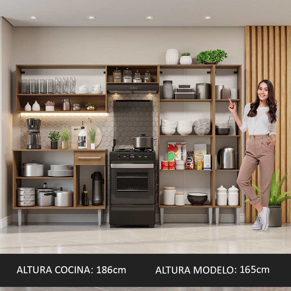 Cocina Integral 261cm Marrón/Negro Emilly 02