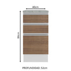 Mueble de Cocina Madesa Glamy 40 cm 3 Cajones Blanco/Marrón