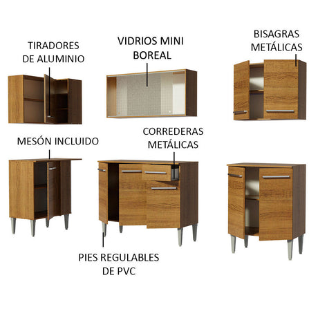 Cocina Integral Esquinera 293cm Marrón Emilly Point Madesa 03