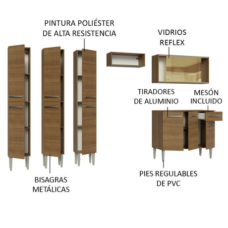 Cocina Integral 261cm Marrón Emilly Madesa 05