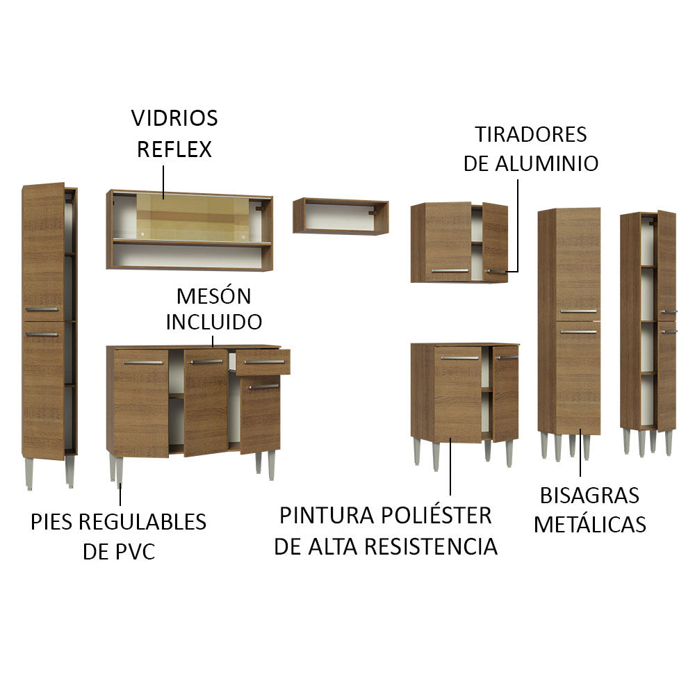 Cocina Integral 325cm Emilly Marrón Madesa 05