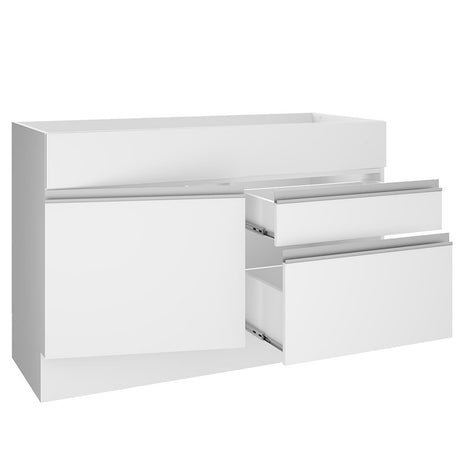 Mueble de Cocina para Fregadero Madesa Glamy 120 cm 1 Puerta y 2 Cajones (Sin Tablero ni Fregadero) Blanco