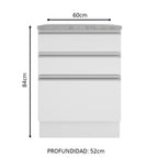 Mueble de Cocina Madesa Glamy 60 cm 3 Cajones Blanco