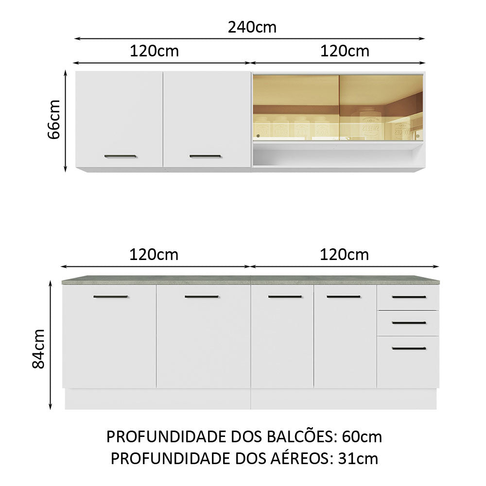 Cocina Integral 240 x 60cm Blanco Agata 01