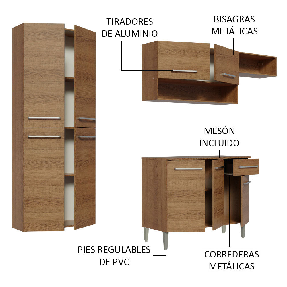 Cocina Integral 229cm Marrón Emilly Fit Madesa 03