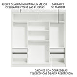 Ropero Doble Madesa Reno 3 Puertas Corredizas 1 con Espejo - Blanco