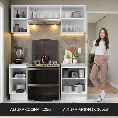 Cocina Compacta 180cm Blanco/Marrón Glamy Madesa 12