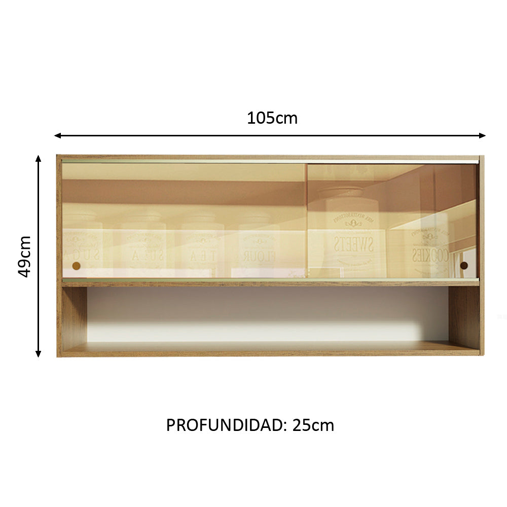 Alacena Madesa Emilly 2 Puertas Corredera Cristal Reflejo