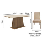 Juego de Comedor Madesa Luciana Mesa con Tablero de Madera y 6 Sillas Marrón/Crema/Imperial