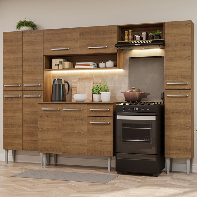 Mueble de Cocina Integral Emilly Hit 261cm Marrón