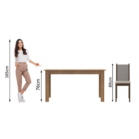 Juego de Comedor Mesa Madesa Bea Tapa de Madera con 4 Sillas