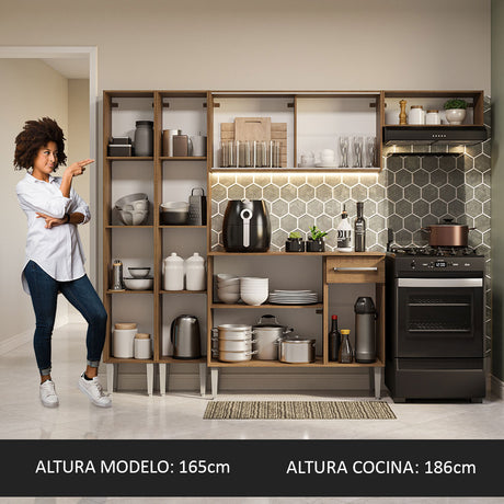 Cocina Integral 229cm Marrón Emilly Madesa 09