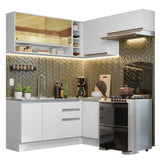 Cocina Integral Esquinera 349cm Blanco Glamy Madesa 06