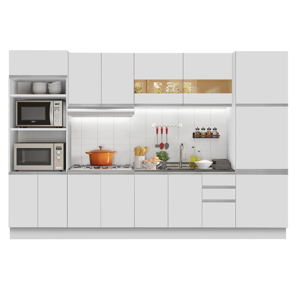 Cocina Integral 330cm Blanco Glamy Madesa 02