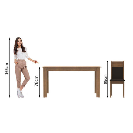 Juego de Comedor Madesa Havana Mesa Tablero Madera 4 Sillas N/M