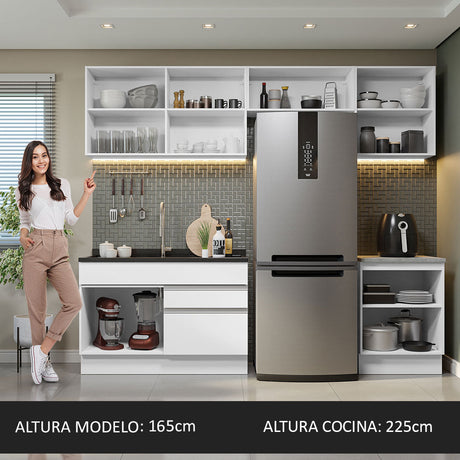 Cocina Integral 260cm Blanco Glamy Madesa 05