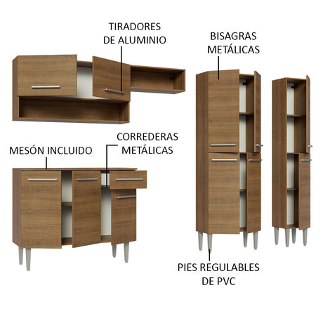 Cocina Integral 261cm Emilly Marrón Madesa 02