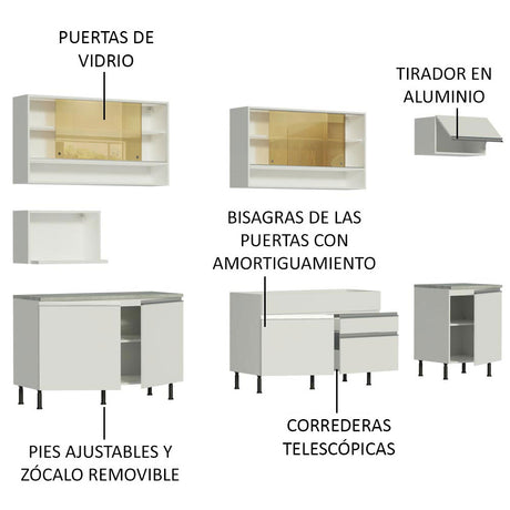 Cocina Integral 300cm Blanco Glamy Madesa 01SR