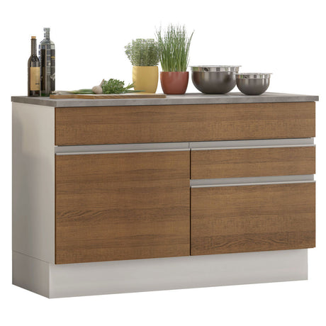 Mueble de Cocina para Fregadero Madesa Glamy 120 cm 1 Puerta y 2 Cajones (Con Tablero) Blanco/Marrón