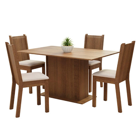 Juego de Comedor Madesa Luana Mesa Tapa Madera con 4 Sillas Marrón/Perla