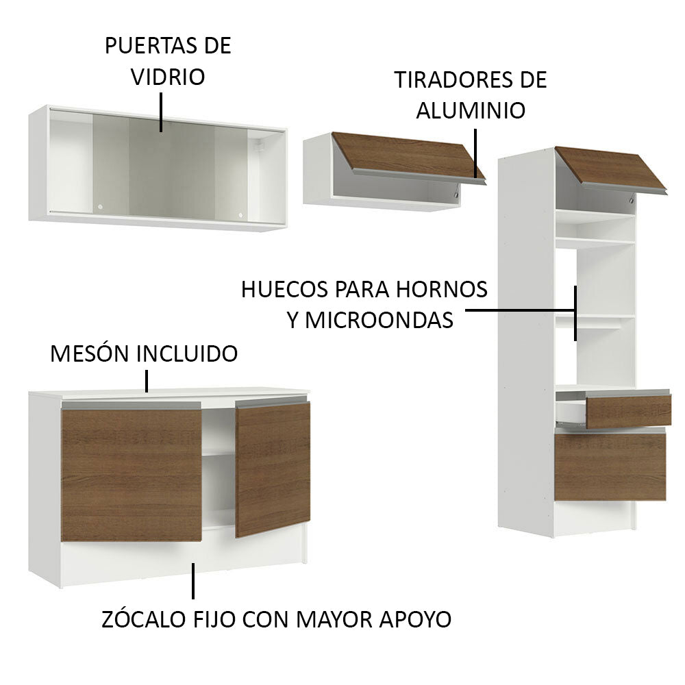 Cocina Integral Madesa 260cm Blanco/Marrón Topazio 01