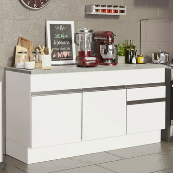 Gabinete Bajo 150 cm 2 Puertas 2 Cajones Blanco Glamy Madesa
