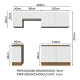 Cocina Integral 240cm Marrón/Blanco Glamy Madesa 10