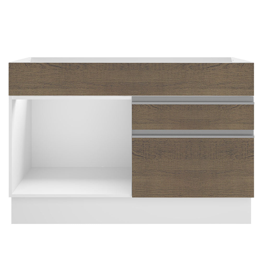 Mueble de Cocina para Fregadero Madesa Glamy 120 cm 1 Puerta y 2 Cajones (Sin Tablero ni Fregadero) Blanco/Marrón