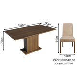 Juego de Comedor Mesa con Tablero de Madera 4 Sillas Marrón/Imperial Keila Madesa