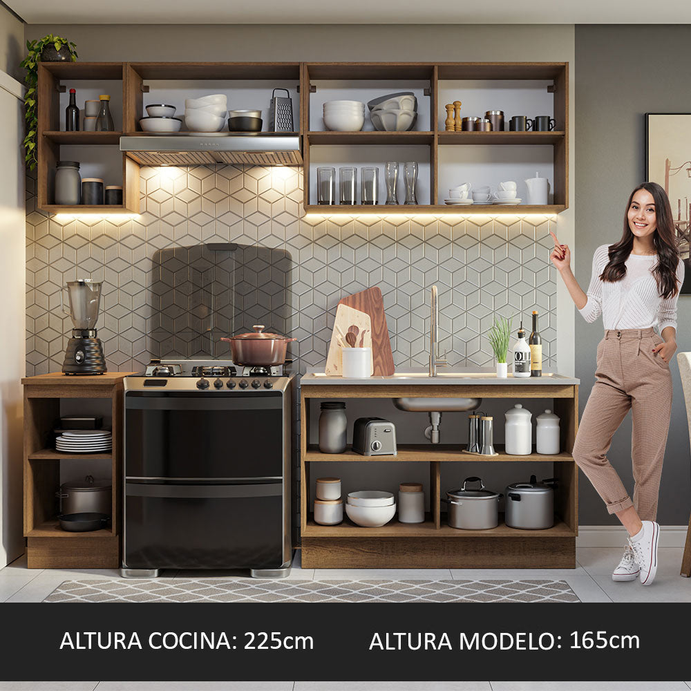 Cocina Integral 240cm Marrón/Blanco Glamy Madesa 10