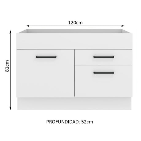 Mueble de Cocina Madesa Agata 1 Puerta y 2 Cajones Blanco