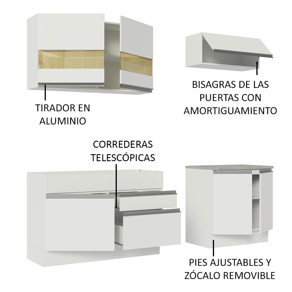 Cocina Integral 200cm Blanco Glamy Madesa 07