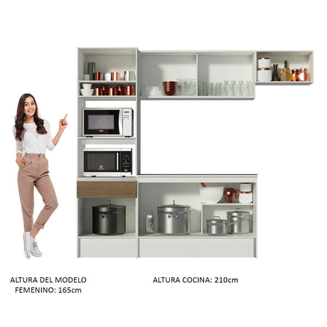 Cocina Integral 240cm Blanco/Marrón Topazio Madesa 01