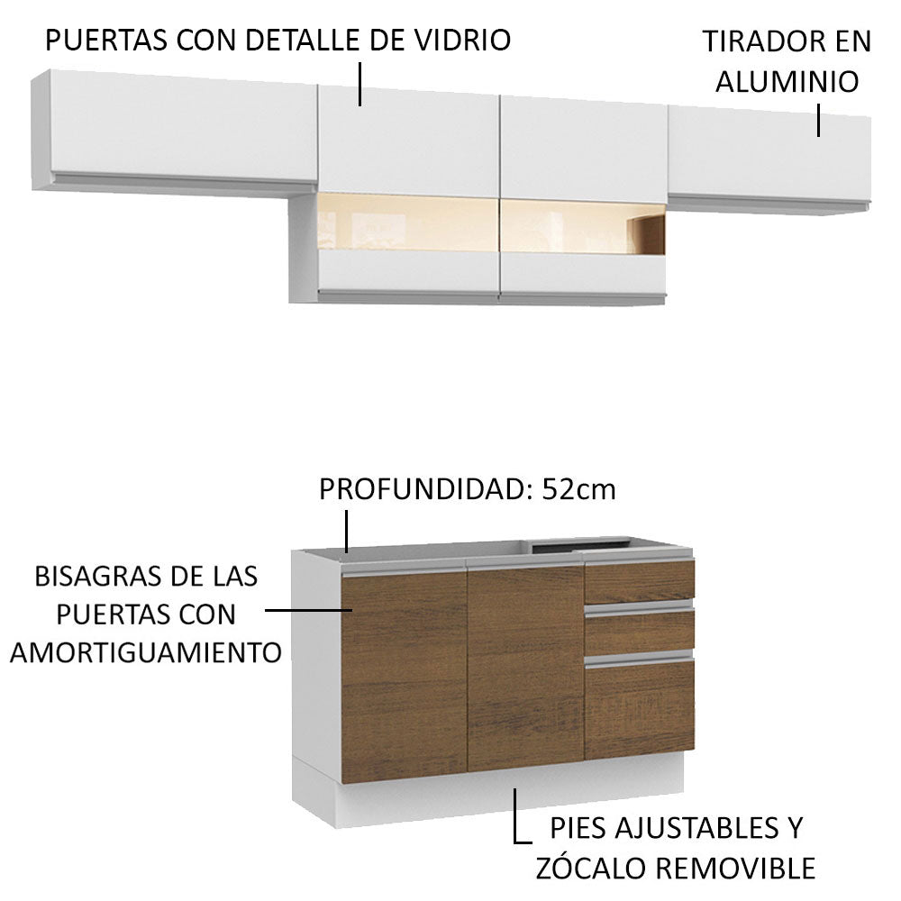 Cocina Integral 280cm Blanco Glamy Madesa 01