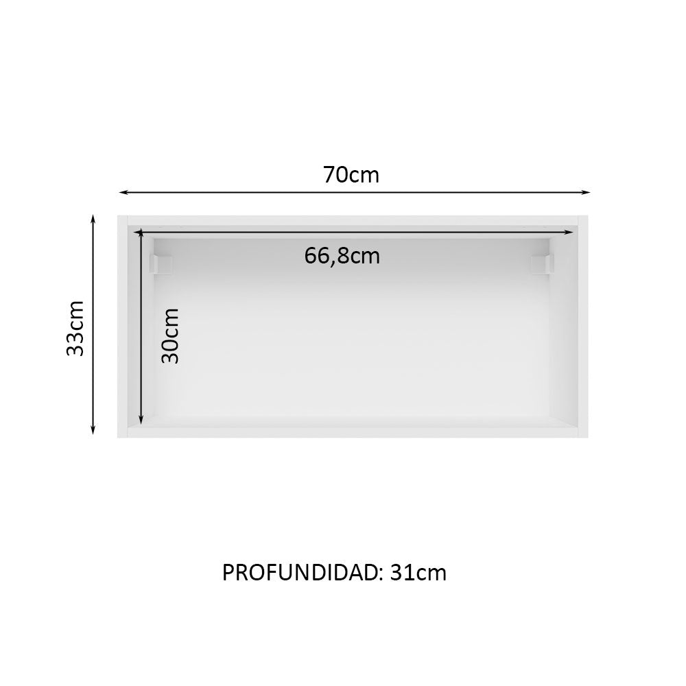 Alacena Madesa Glamy 70 cm 1 Puerta Basculante Blanco/Marrón