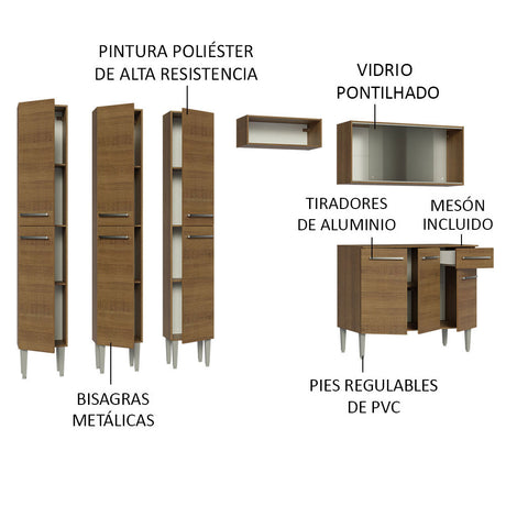 Cocina Integral 261cm Emilly Marrón Madesa 03