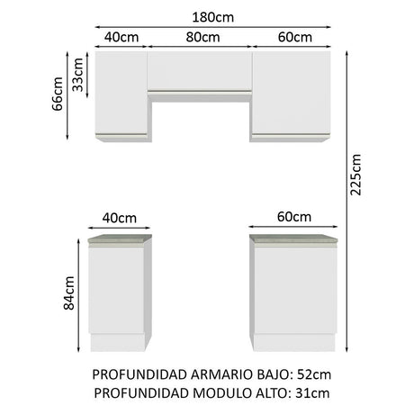 Cocina Compacta 180cm Blanco Glamy Madesa 12