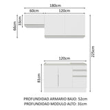 Cocina Compacta 180cm Blanco Glamy Madesa 09