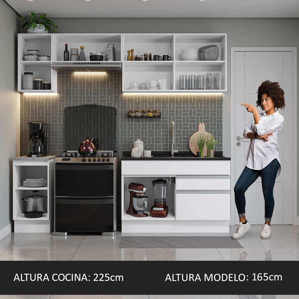 Cocina Integral 240cm Blanco Glamy Madesa 07