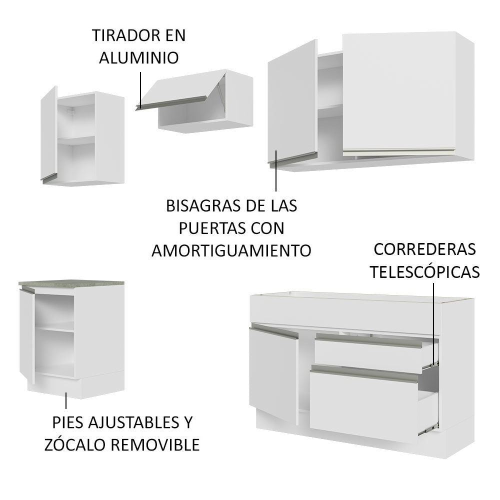 Cocina Integral 240cm Blanco Glamy Madesa 08