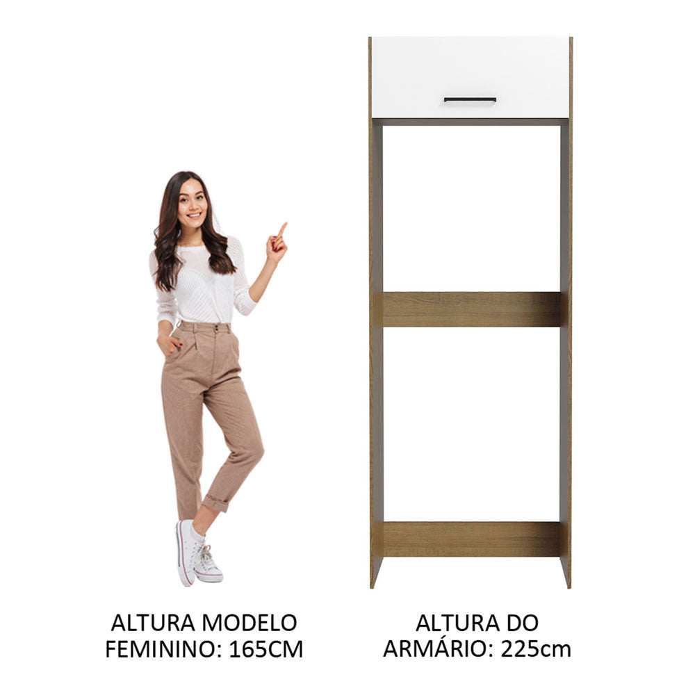 Mueble de Cocina para Refrigerador 1 Puerta Abatible Marrón/Blanco Agata