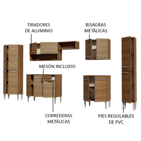 Cocina Integral 325cm Emilly Marrón Joy Madesa 01