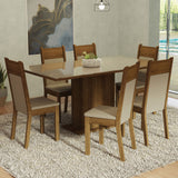 Juego de Comedor Mesa Tablero de Vidrio 6 Sillas Crema/Marrón/Beige Francine Madesa