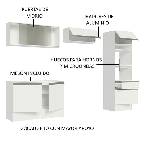 Cocina Integral Madesa 260cm Blanco Topazio 01
