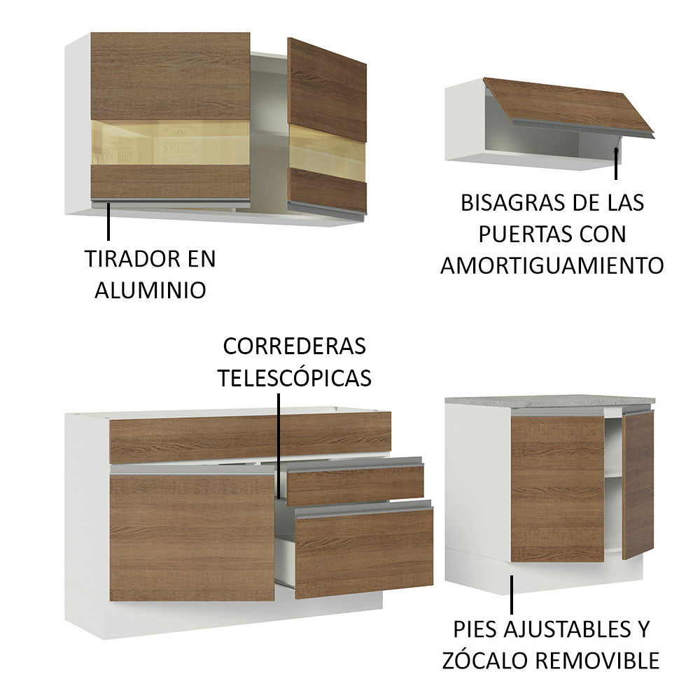 Cocina Integral 200cm Blanco/Marrón Glamy Madesa 07